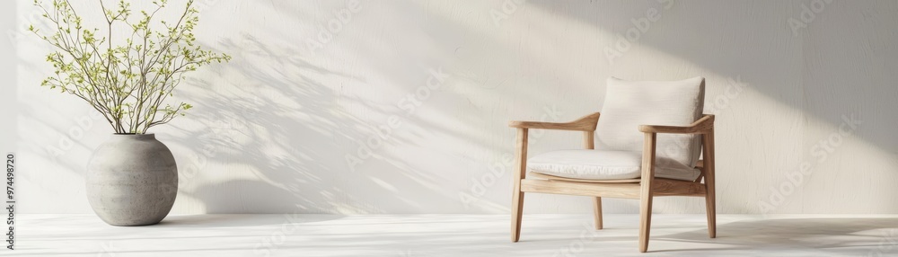 A rustic oak chair set in a modern room with natural lighting, showcasing sustainable living, oak furniture, wood sustainability A rustic oak chair set in a modern room with natural lighting, showcasing sustainable living, oak furniture, wood sustainability