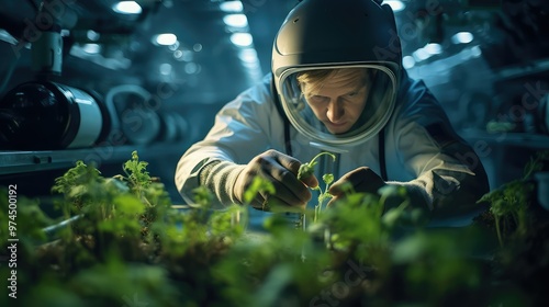 tiny astronaut magnifying glass photo