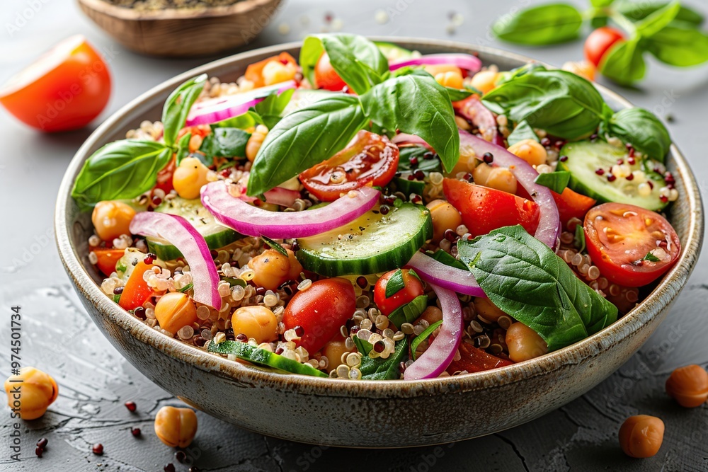Quinoa Salad with Chickpeas, Tomatoes, Cucumber and Red Onion Quinoa Salad with Chickpeas, Tomatoes, Cucumber and Red Onion