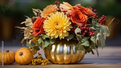 Wallpaper Mural bouquet gold pumpkin Torontodigital.ca