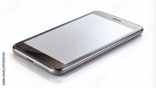 A sleek, modern smartphone with a blank, transparent screen, isolated on a white background, ready for customization or overlay of digital content or graphics.