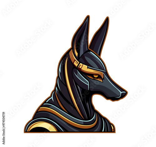 Ai generated Egyptian Anubis god mascot. Isolated powerful deity with head of jackal symbolizing death, mummification, and the afterlife. Generative ai character exudes authority and mystery