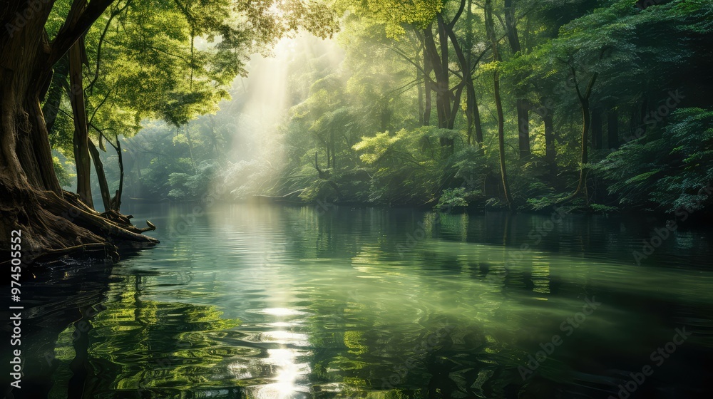 Obraz premium canopy water light rays