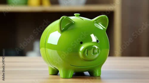 savings green piggy bank