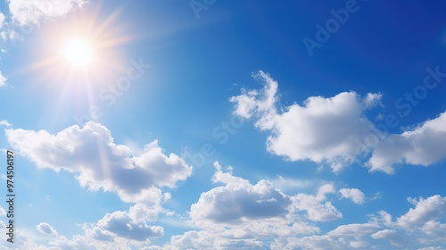 fluffy white clouds blue sky