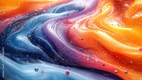 Bold streams of 3D liquid drip and flow like paint, moving with fluid energy. The dynamic composition showcases vibrant colors swirling and twisting, giving the impression of constant motion photo