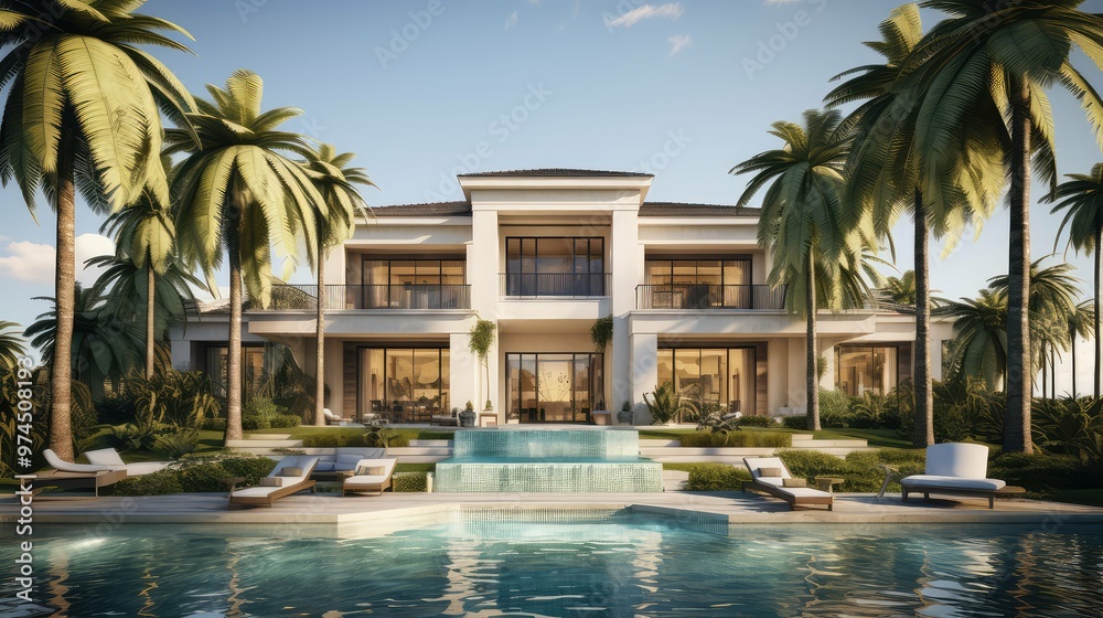Fototapeta premium entrance house with palm tree