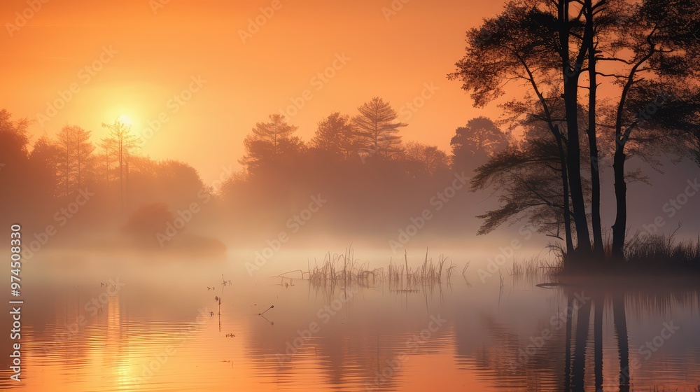 Fototapeta premium lake orange mist