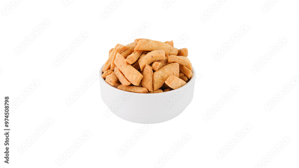 Indian Namkeen In white bowl Without Background Indian Namkeen In white bowl Without Background