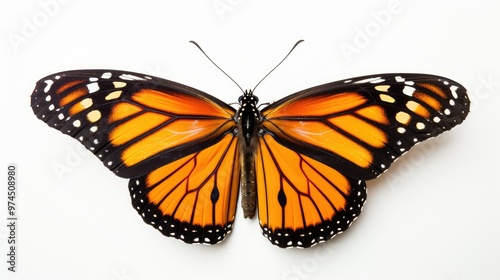 orange butterfly monarch white background