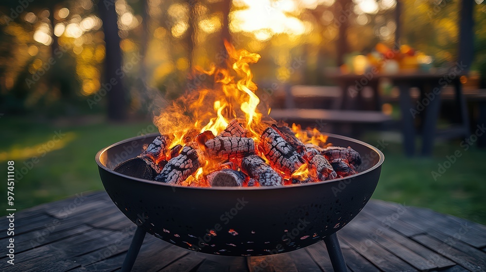 Hot coals glowing in a barbecue grill – close-up of a black grill with burning coals inside Hot coals glowing in a barbecue grill – close-up of a black grill with burning coals inside