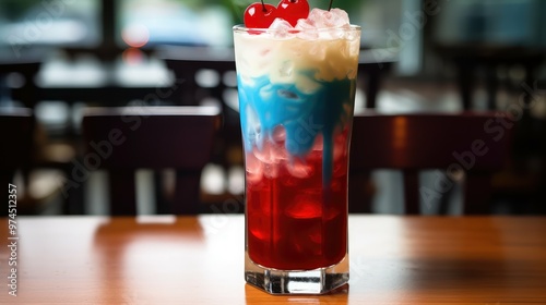 refreshing red white and blue drink photo