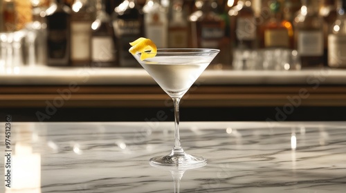 Wallpaper Mural Capture the elegance of a classic martini, perfectly garnished with a twist of lemon peel, served in a crystal-clear glass on a sleek marble bar top. Torontodigital.ca