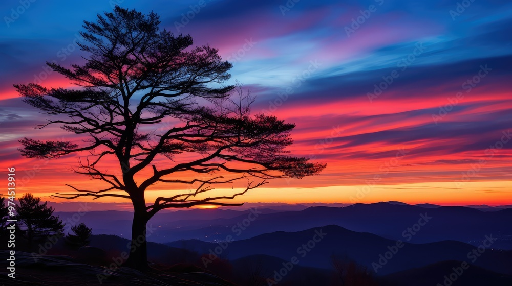 vibrant blue ridge mountain sunset vibrant blue ridge mountain sunset