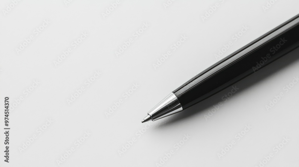 Minimalist shot of a black luxury pen, highlighted against a stark white background for a clean and modern aesthetic. Minimalist shot of a black luxury pen, highlighted against a stark white background for a clean and modern aesthetic.