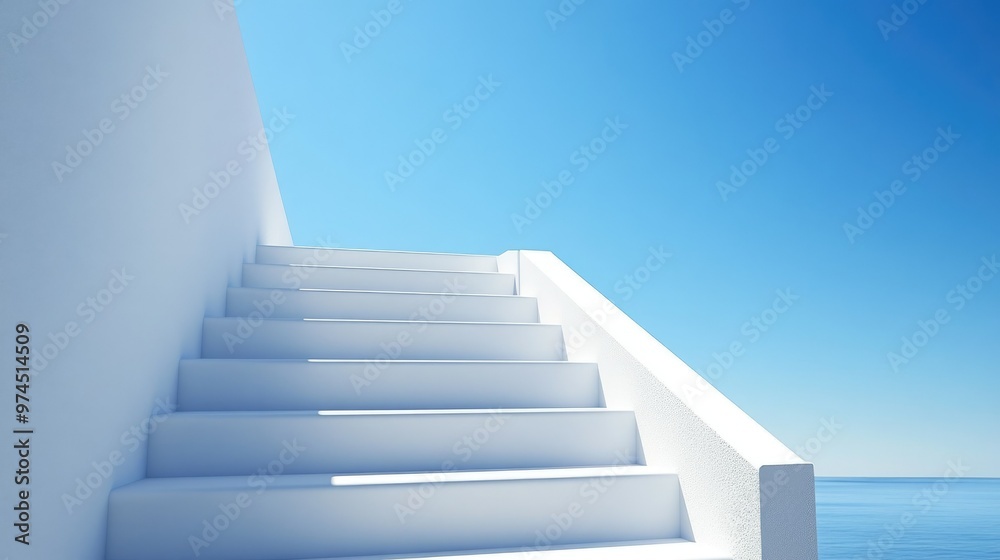 Minimalist staircase architecture leading toward the sky, showcasing a modern and innovative design that blends form and function Minimalist staircase architecture leading toward the sky, showcasing a modern and innovative design that blends form and function