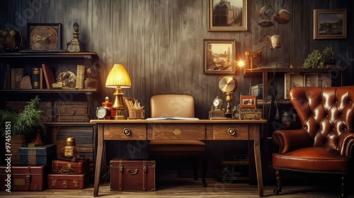 wooden home office background