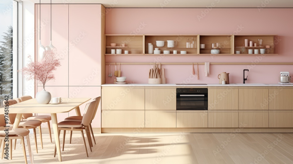 Fototapeta premium calming pink kitchen