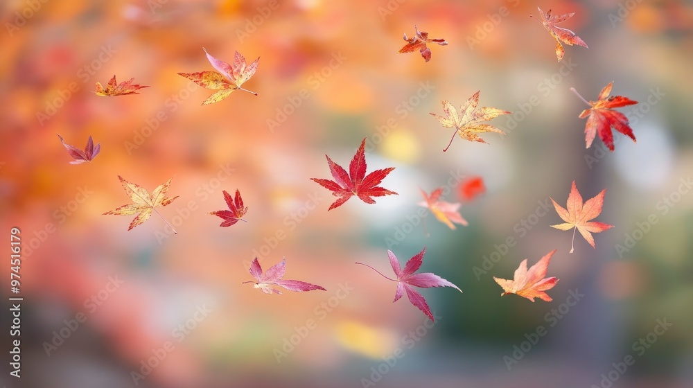 Red and yellow autumn maple leaves falling gently against a soft background, creating a sense of the changing season. Red and yellow autumn maple leaves falling gently against a soft background, creating a sense of the changing season.
