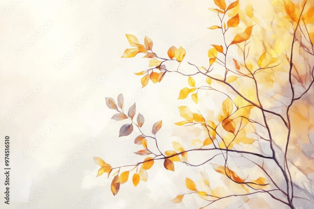 Delicate yellow autumn branches with soft background Delicate yellow autumn branches with soft background