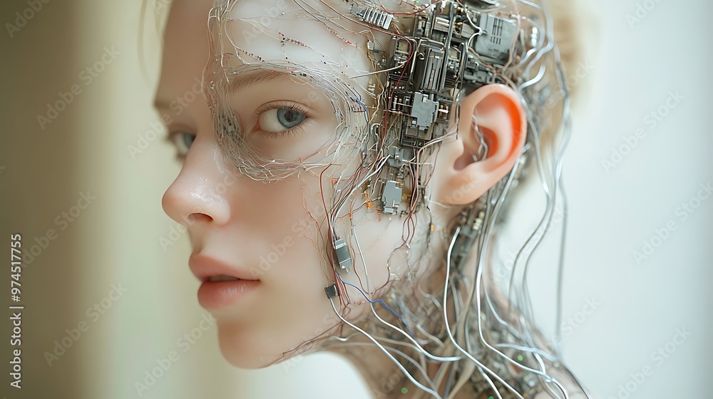 Cyborg Woman with Wires and Circuits Cyborg Woman with Wires and Circuits