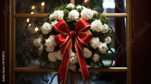 festive red and white bow