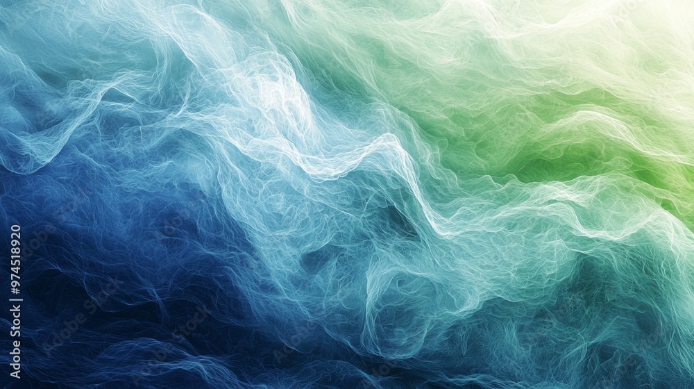 Obraz premium Abstract Blue and Green Wavy Lines Pattern