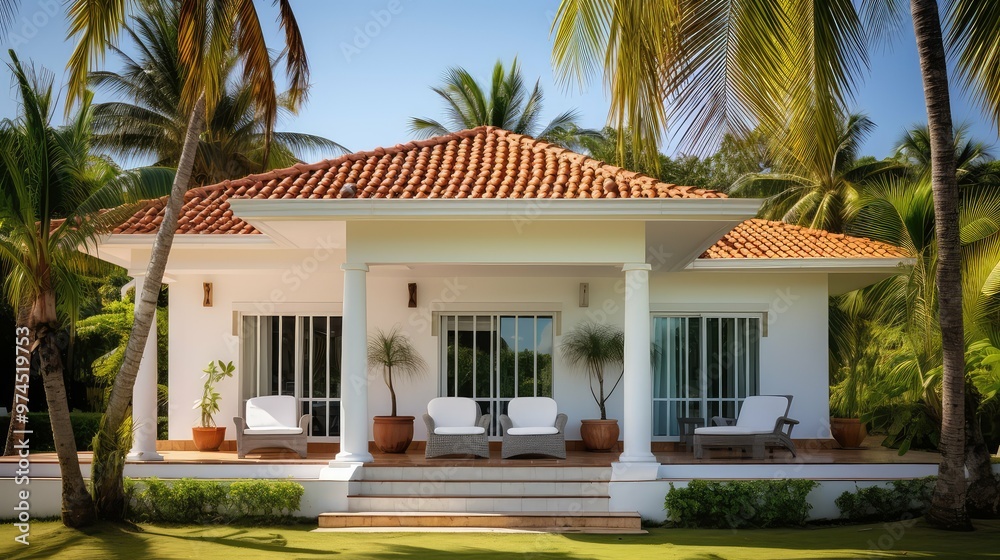 Fototapeta premium roof house with palms