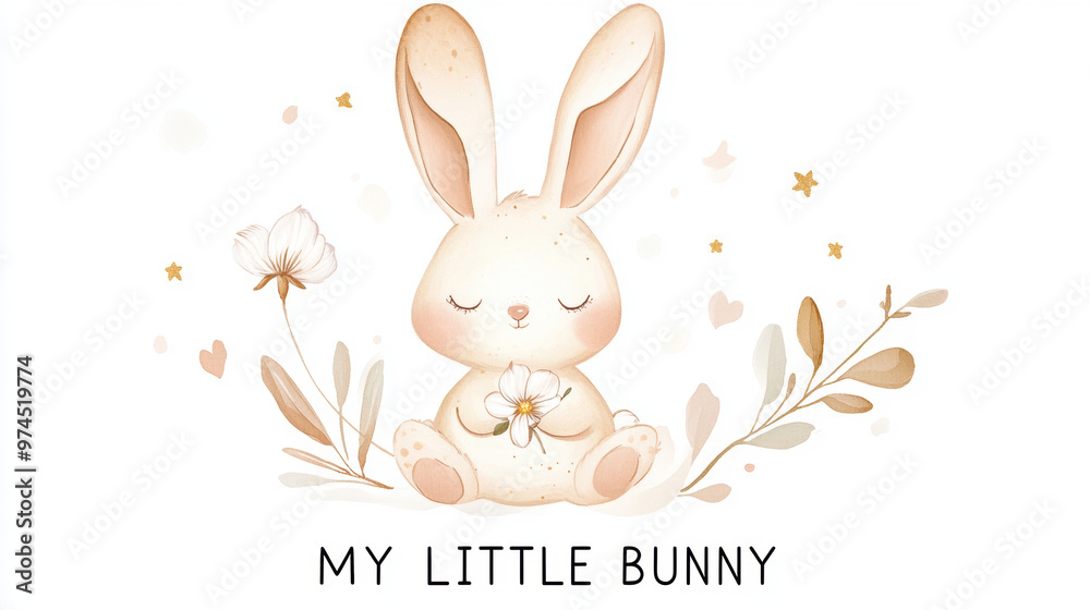 Cute Bunny with Flower. Cute Bunny with Flower.