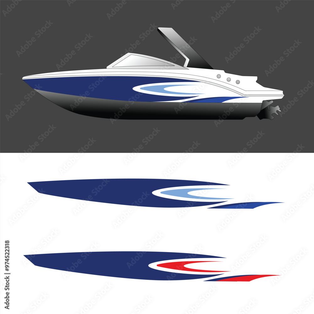 yacht body sticker design vector