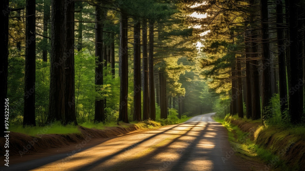 Obraz premium shadows country road scenery