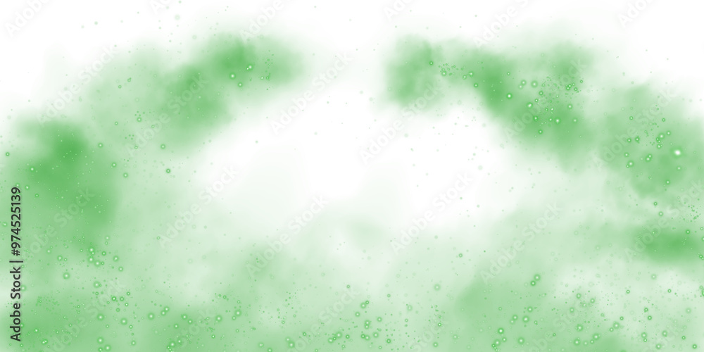 Fantastic green smoke background. Magic green smoke with glitter and small particles of twinkling stars. Fog with luminous particles. Green vapor with stardust. Morning fog over land or water surface, Fantastic green smoke background. Magic green smoke with glitter and small particles of twinkling stars. Fog with luminous particles. Green vapor with stardust. Morning fog over land or water surface,