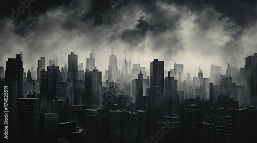 cityscape paintings black and white