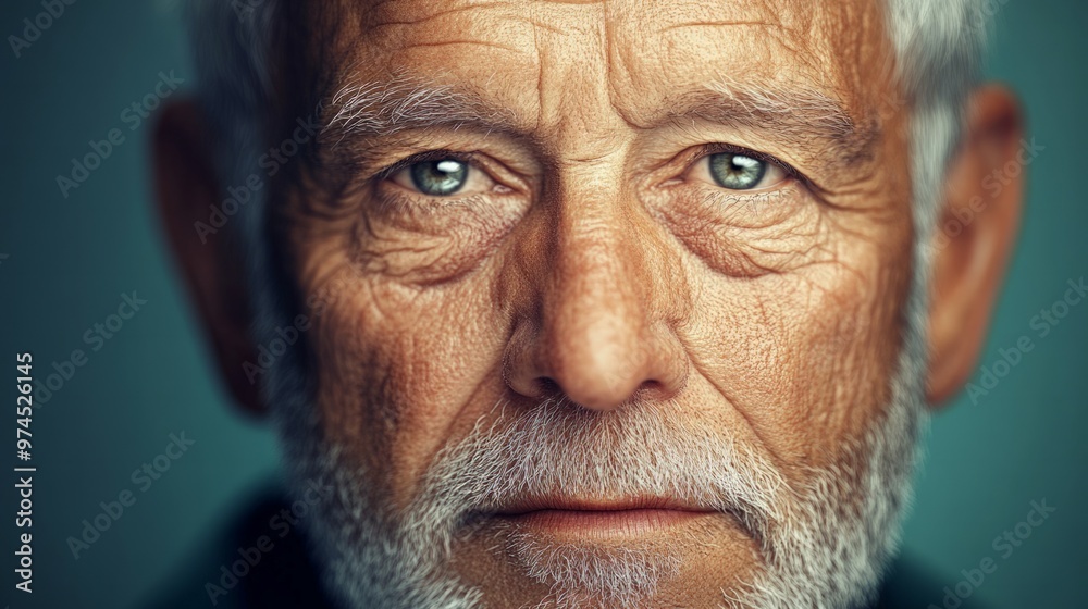 A hyper-realistic AI-generated portrait of an elderly man with deep wrinkles, gray hair, and wise eyes, capturing the essence of age and experience.