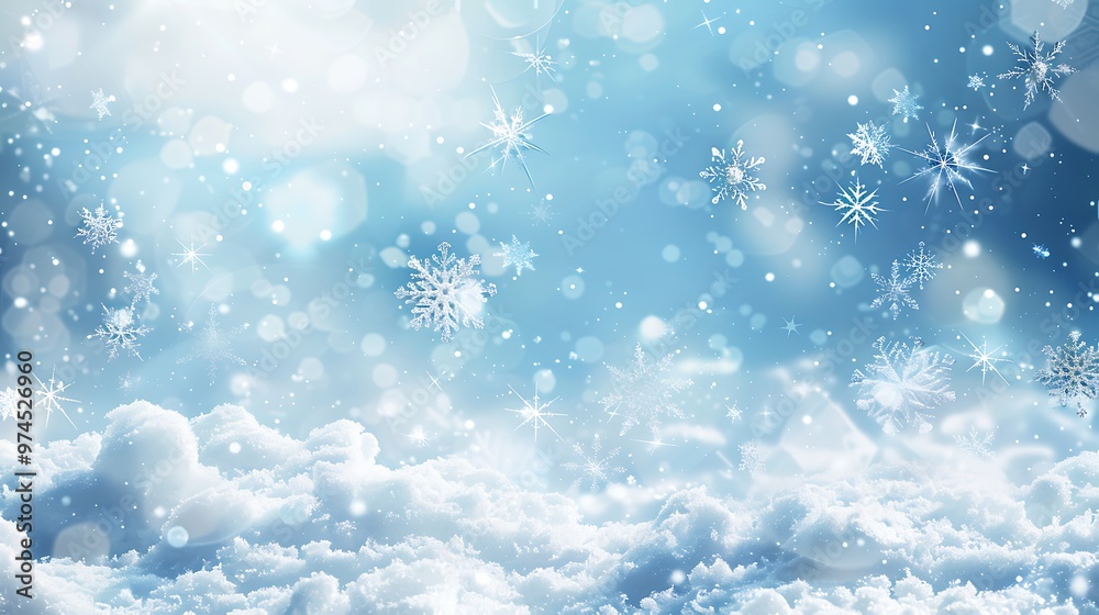 Obraz premium Winter background with snowflakes greeting card for Christmas and New Year