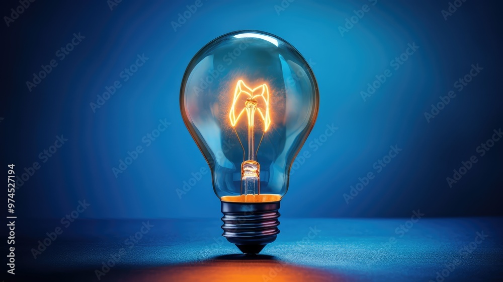 glowing light bulb blue background glowing light bulb blue background