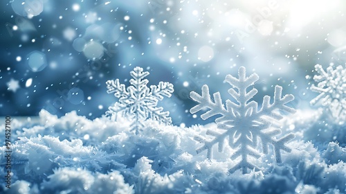 Winter background with snowflakes greeting card for Christmas and New Year