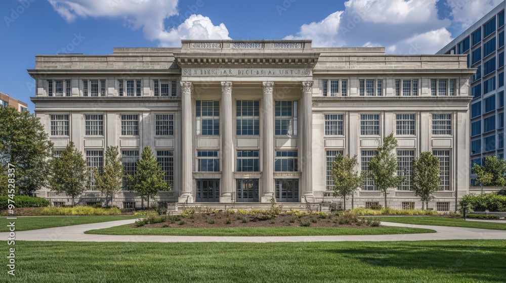 The exterior of a historic hospital building with classic architecture ...