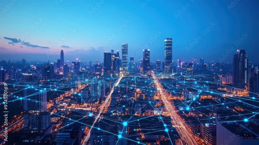 Fototapeta premium The fusion of digital technology and IoT enables real-time data collection and analysis