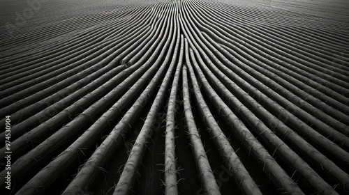 horizon black and white corn field photo