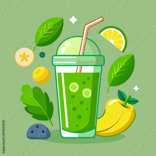 freshly blended green smoothie with spinach banana