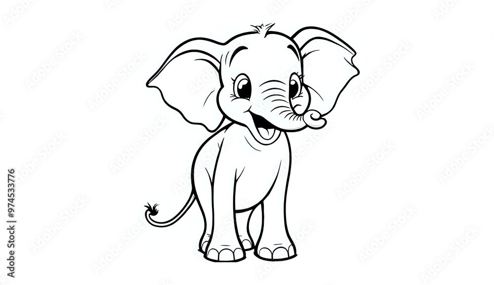 Obraz premium Easy coloring pages for kids, elephant