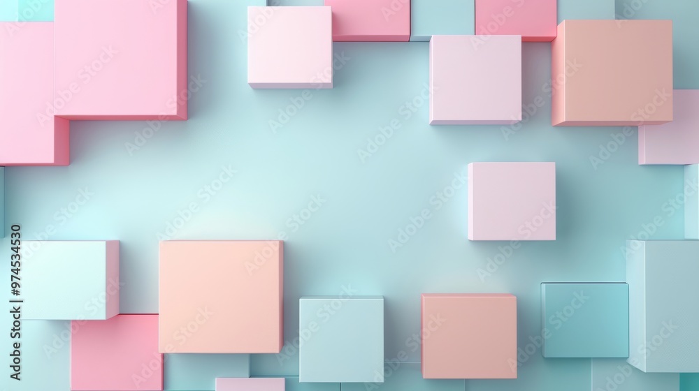 Pastel geometric blocks arranged artistically on a soft blue background create a vibrant and playful aesthetic, perfect for modern design elements and decor. Pastel geometric blocks arranged artistically on a soft blue background create a vibrant and playful aesthetic, perfect for modern design elements and decor.