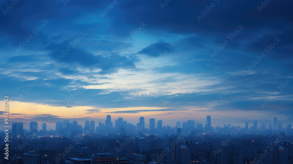 Fototapeta premium city blue sunset sky