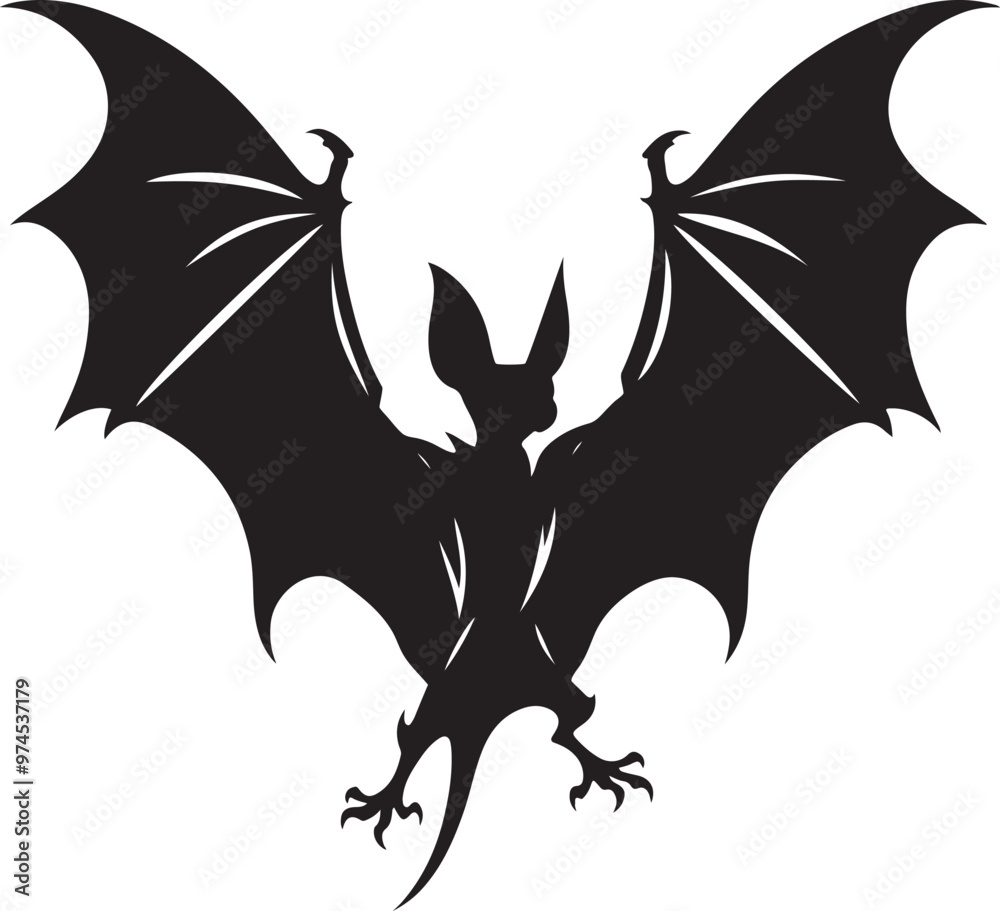 Fototapeta premium Bat silhouette vector art illustration on a white background