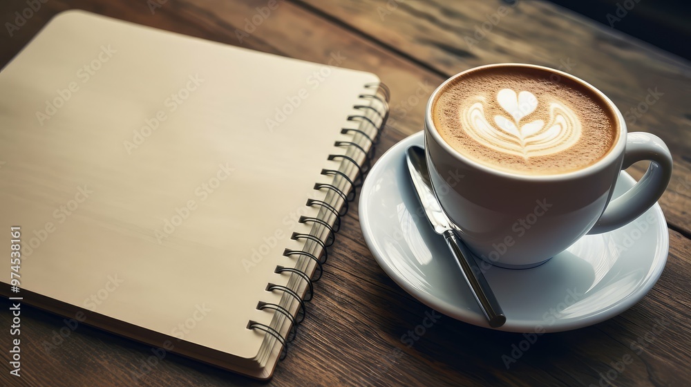 latte coffee and notepad latte coffee and notepad