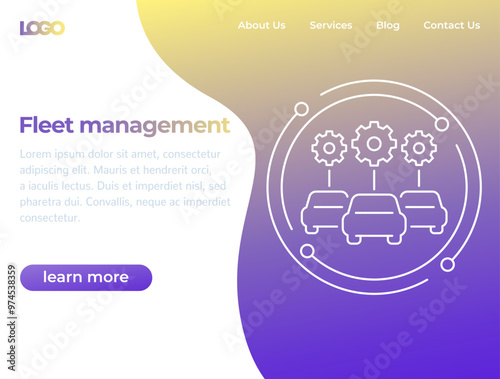 car fleet management website template, vector design