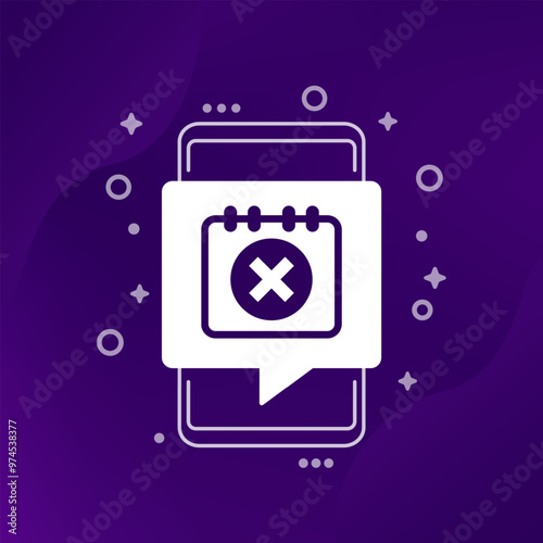 Cancel appointment icon with a calendar and phone