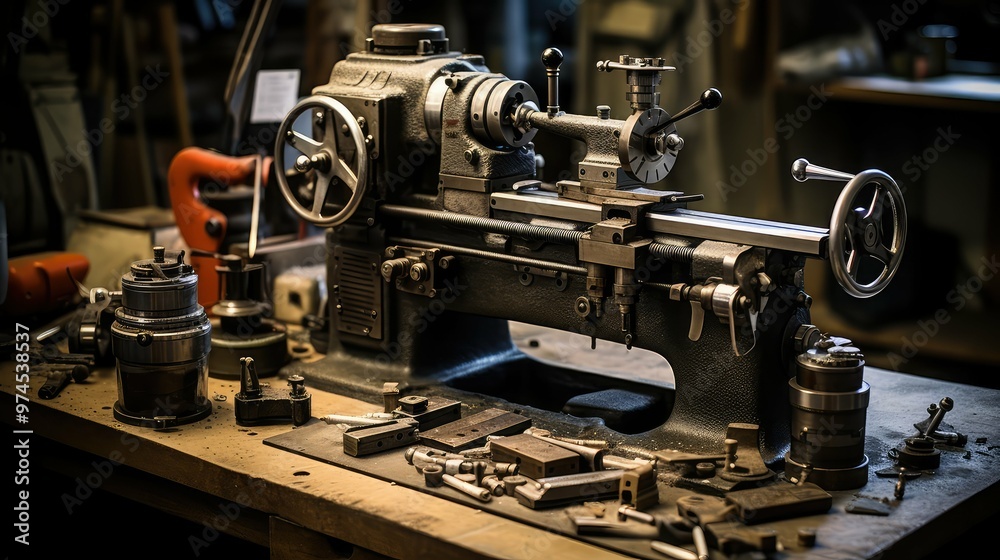 Fototapeta premium machining metal lathe