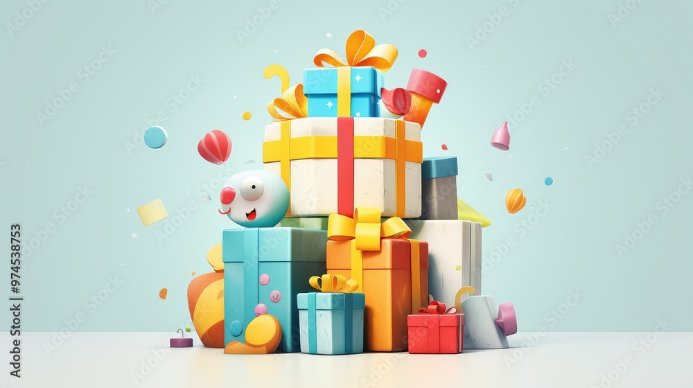 Obraz premium style gift box illustration